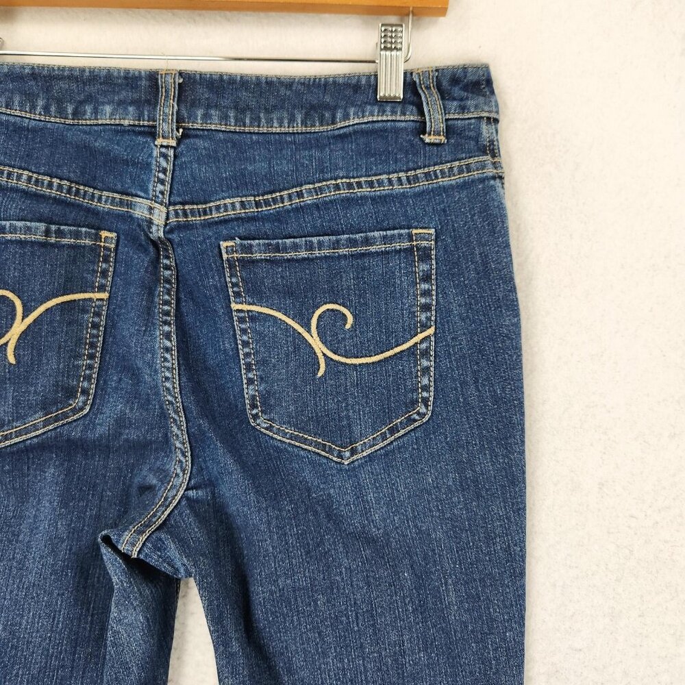 Chicos Jeans Womens 0.5 Short Blue 6 Additions Mid Rise Bootcut Stretch Denim - Picture 8 of 10